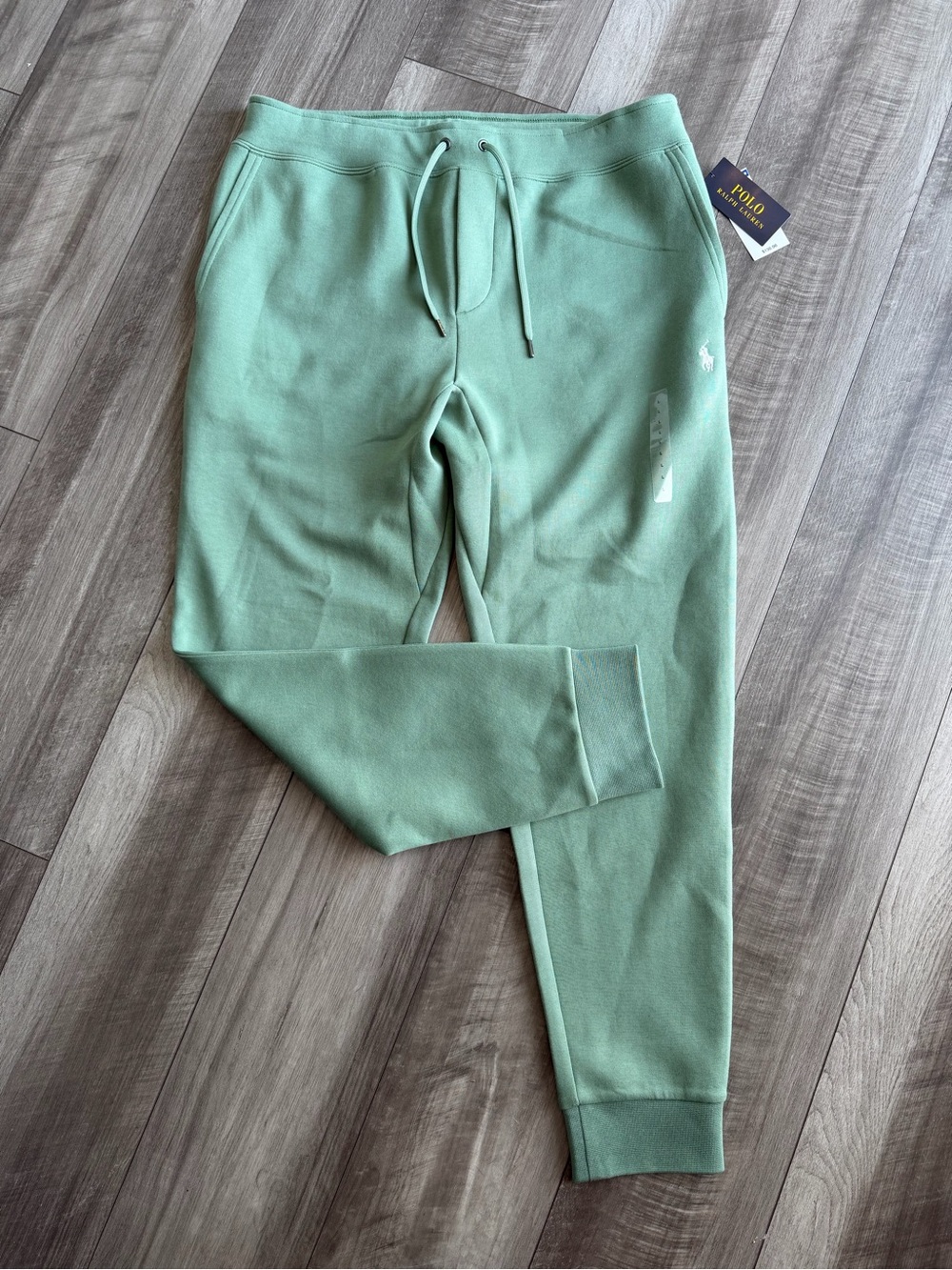 NWT Men’s Polo Ralph Lauren Double-Knit Jogger Sweatpants Green Sz L Cotton